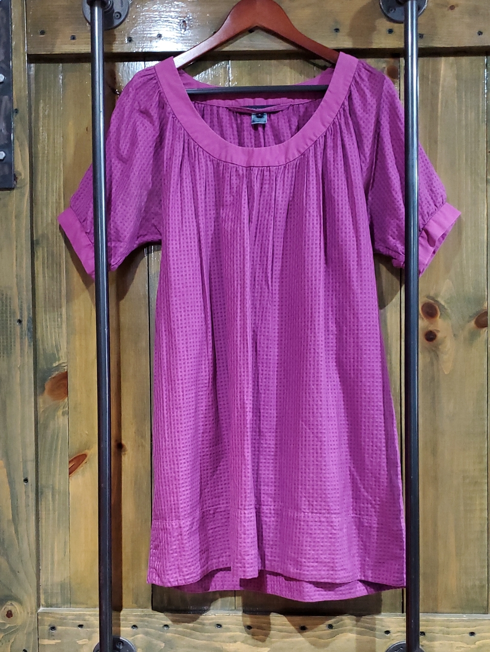 French Connection Magenta Short-Sleeve Drop Mini Dress Drama Statement Comfy